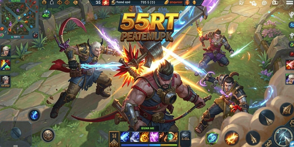 Gameplay seru dan menegangkan di 55RT MOBA.