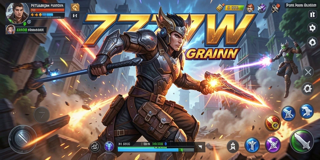 Screenshot utama 7777W dengan aksi gameplay yang mendebarkan.
