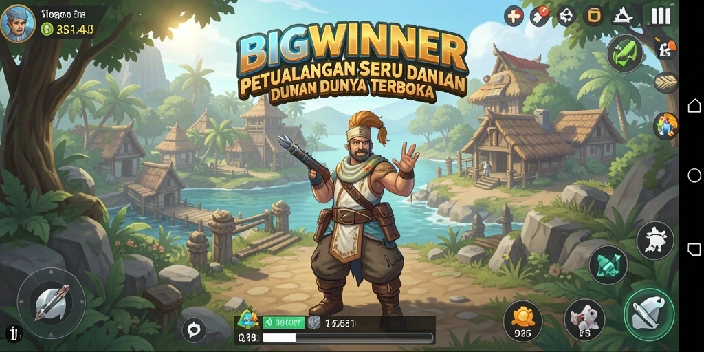 Tampilan gameplay BIGWINNER dalam dunia terbuka yang luas.