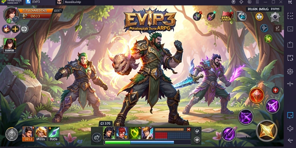 Screenshot dari gameplay ARPG dengan aksi intens.