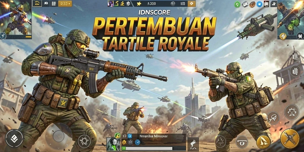 Tampilan gameplay mendebarkan dalam IDNSCORE, menunjukkan pertempuran yang intens.