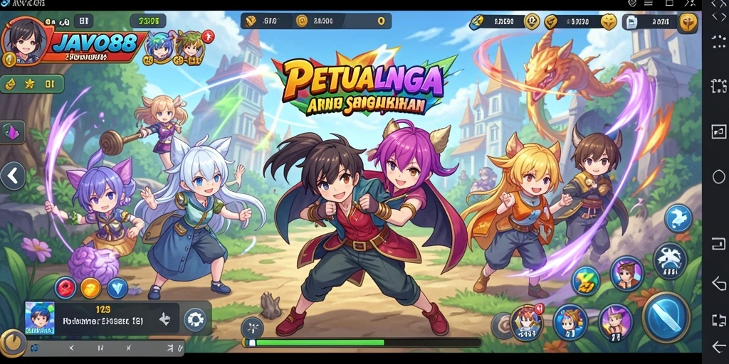 Screenshot gameplay <strong>JAVO88</strong> menampilkan pertarungan karakter Anime yang epik.