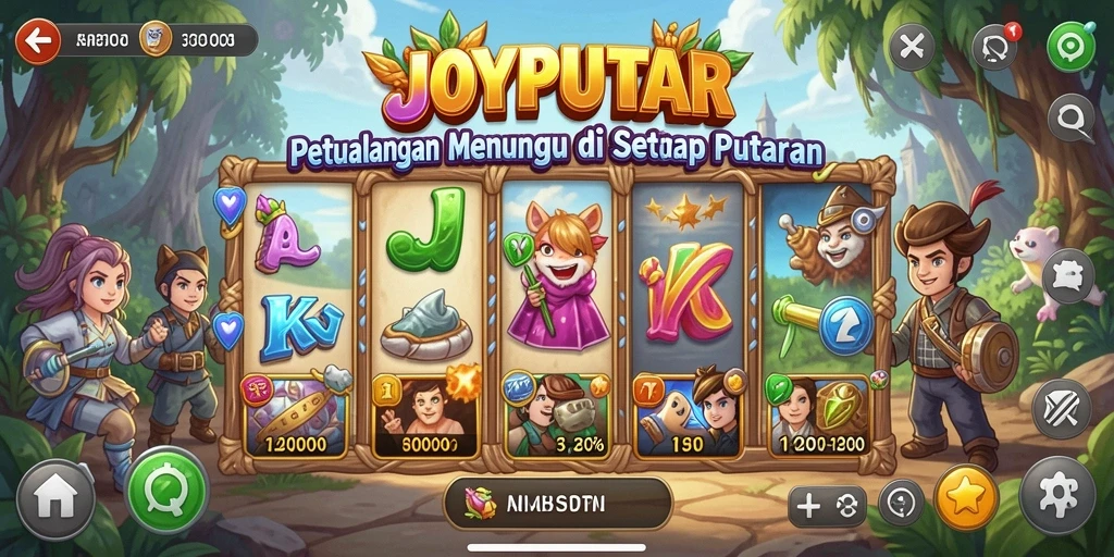 Tangkapan layar gameplay <strong>JOYPUTAR</strong> menampilkan karakter dalam lingkungan petualangan yang indah.