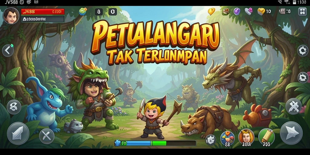 Gameplay JVS88 menampilkan karakter menjelajahi dunia petualangan yang indah.