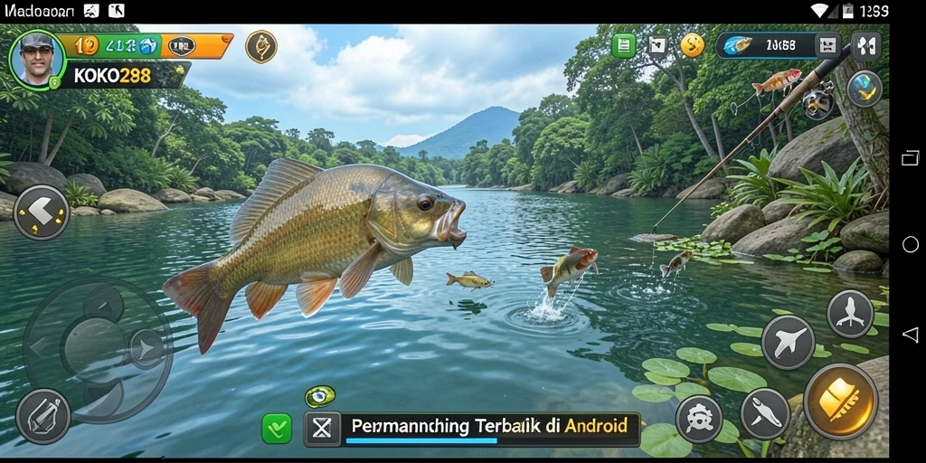 Screenshot KOKO288 menampilkan aksi seru saat menangkap ikan di laut.