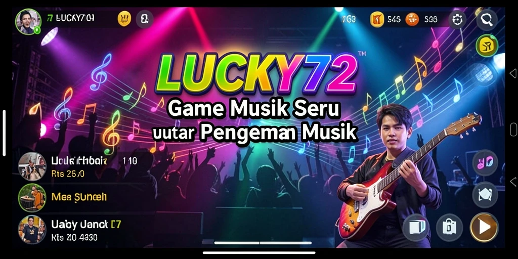 Tampilan gameplay menarik dari LUCKY72 saat pemain menikmati musik.