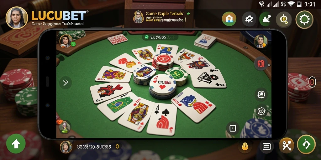 Gameplay seru dalam LUCUBET yang menyajikan permainan Gaple.