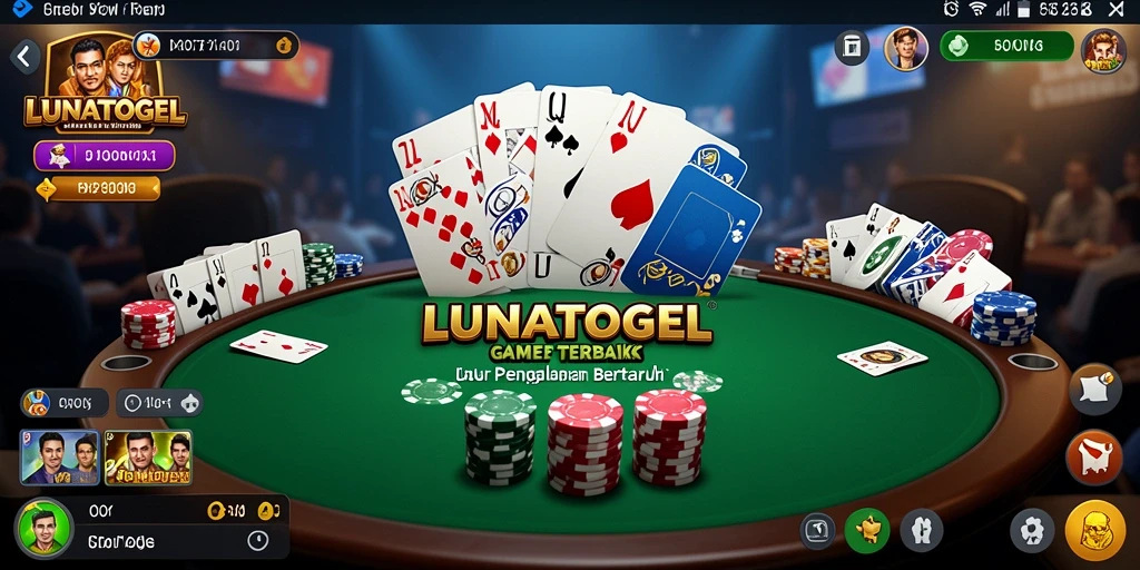 Tampilan menarik dari gameplay LUNATOGEL poker.
