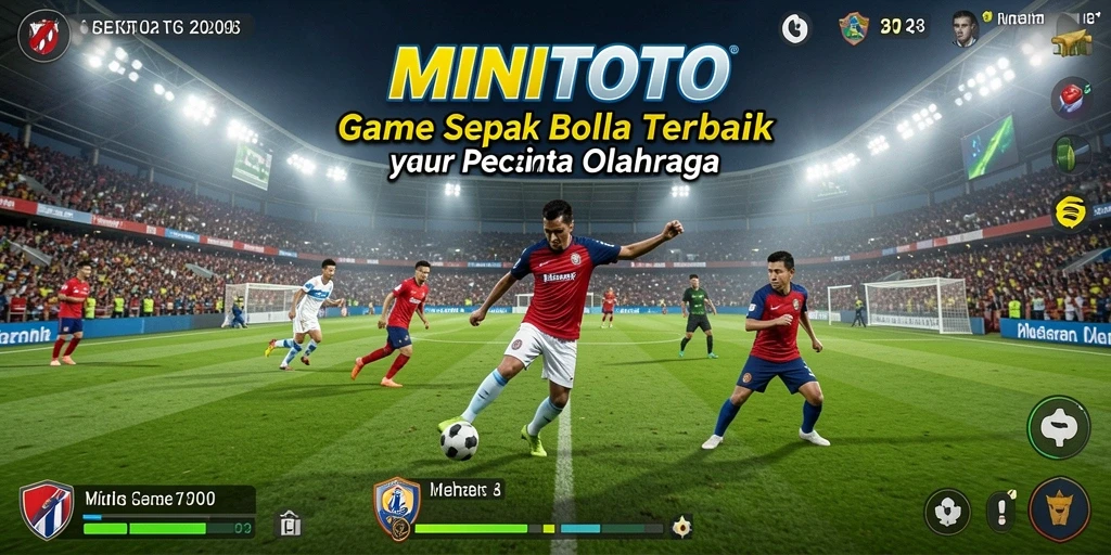 Screenshot gameplay MINITOTO menunjukkan aksi sepak bola yang mendebarkan.