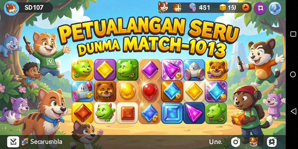 Gameplay seru SD107 dengan berbagai tantangan Match-3.