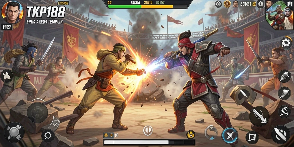 Screenshot gameplay TKP188 menampilkan pertarungan yang intens dan mendebarkan.